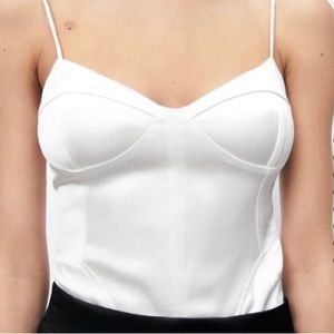 Zara white silky satin bodysuit